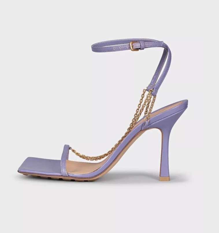Bottega Veneta Purple Leather Chain Sandals, Size 37
